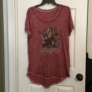 Women's burgundy VINYL "AEROSMITH" tunic. Size 1X
